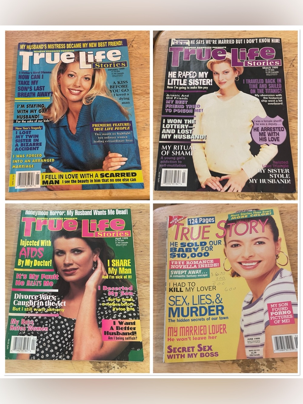 True  Life /Story Magazine Collection - 4 Issues - True Story Lifestyle -1999